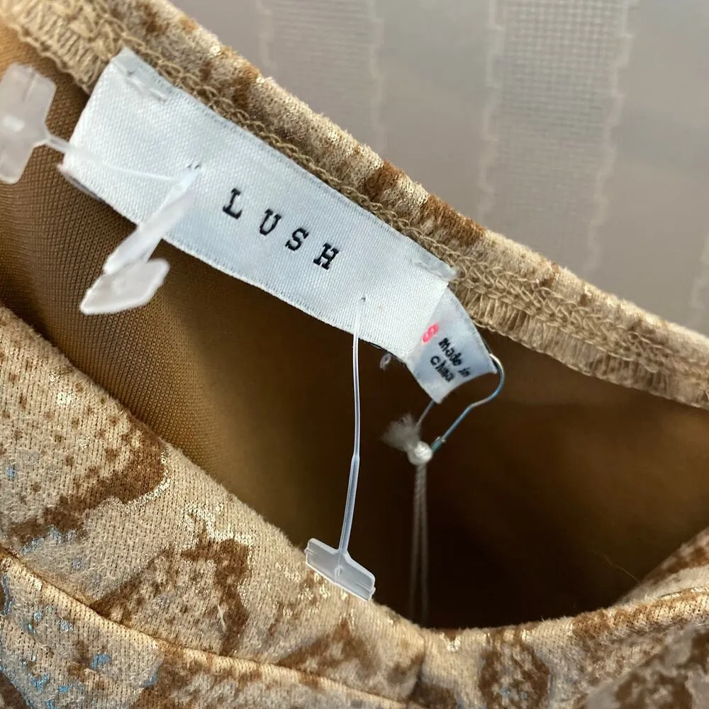 LUSH Sleeveless Bodycon Animal Print Snakeskin Mini Dress Size Small Tan Brown - Image 3