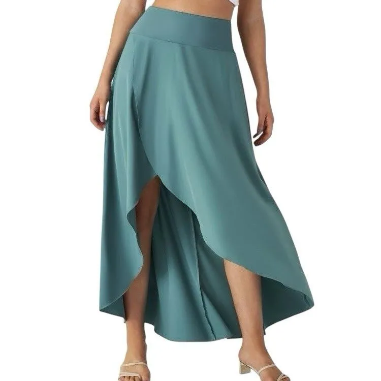 HALARA Womens Breezeful Maxi Skirt M High Waisted High Low Ruffle 2-in-1 Flowy - Image 5