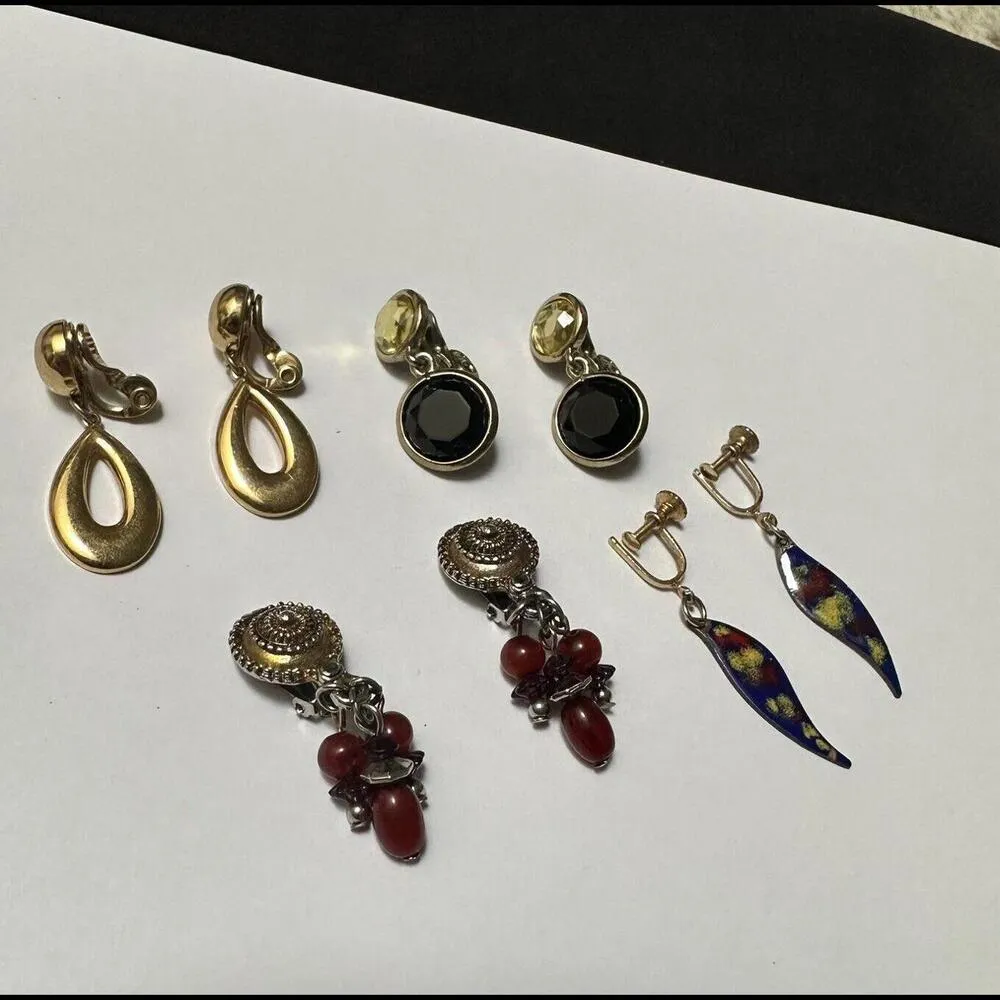 Lot Of 4 Dangle Drop Clip On Screw On Earrings Mix 1 Monet 1 JJG Most Gold Tone - Image 10