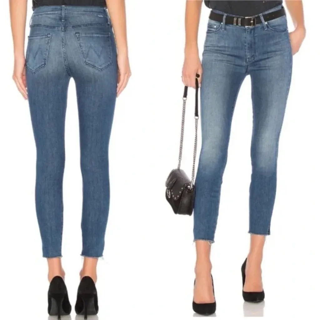 Mother High Waisted Looker Ankle Fray Jeans in Not Rough Enough Size 25 Blue - Image 2