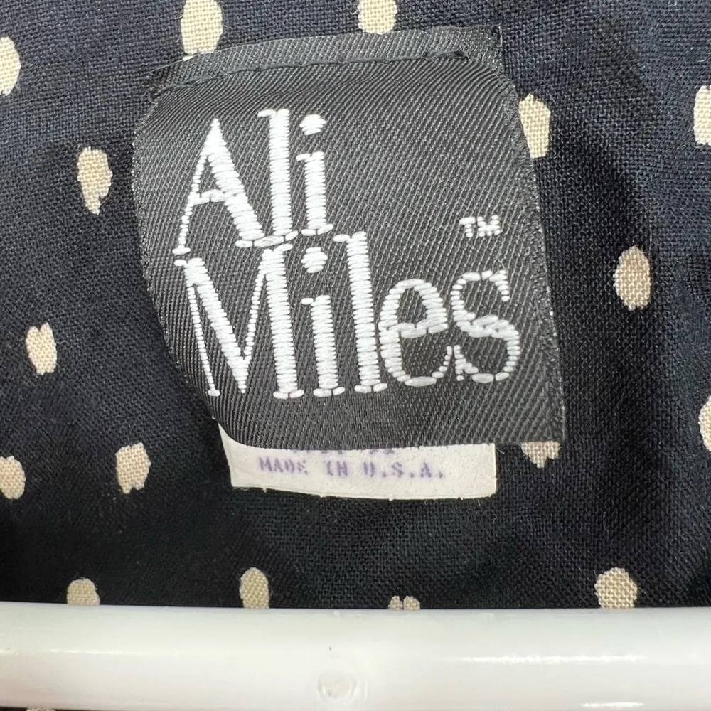 Ali Miles vtg lightweight blazer art to wear polka dots rayon 12 USA colorful Black - Image 6