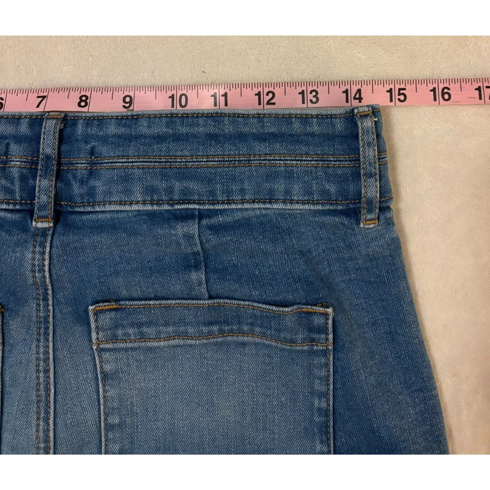 Ann Taylor LOFT Curvy High Rise Slim Flare Jeans Vintage Mid Indigo 6 28 Petite - Image 8