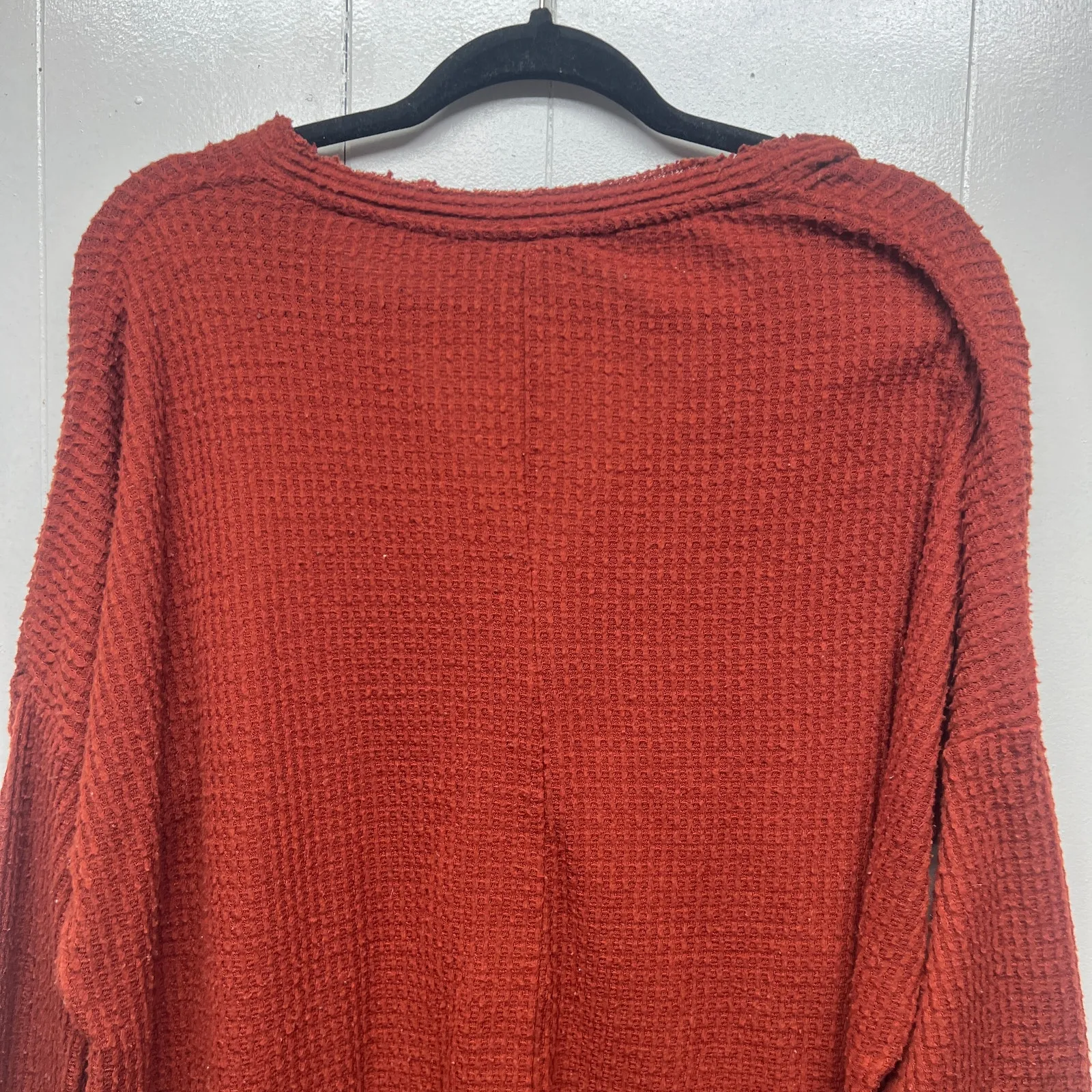 Out From Under Waffle Knit Burnt Orange Women's Thermal Sweater Large Oversized - Image 7