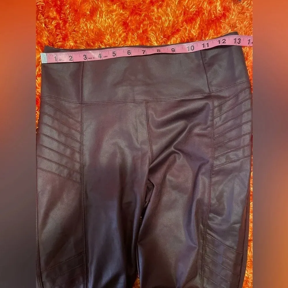 Athleta Delancey Gleam Moto Tight Legging Faux Leather size S Decadent Chocolate - Image 9