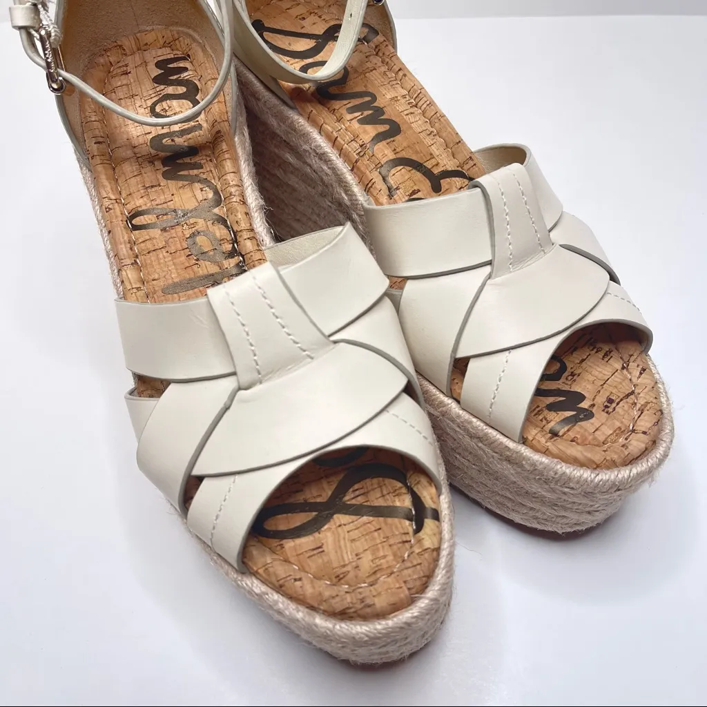 Sam Edelman | Modern Ivory Boho Woven Leather Wedges Marietta - Image 3