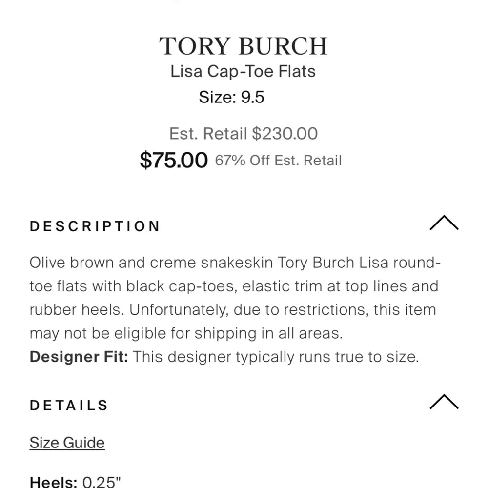 Tory Burch Lisa Ballet Scrunch Flats Shoes Cap Toe Reptile Skin Women’s Size 7 - Image 13