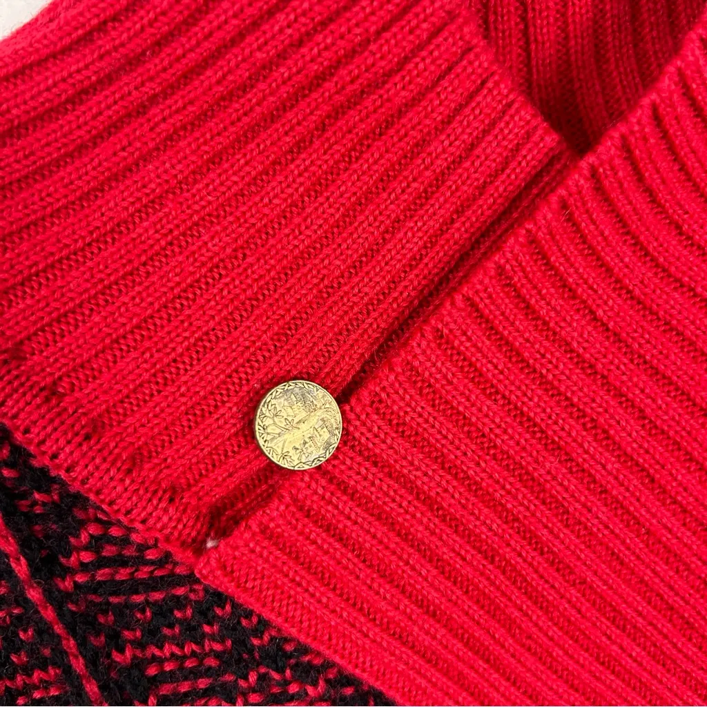 Vintage Esprit Sport Red Patterned Chunky Thick Wool Knit Sweater Size L Size L - Image 6