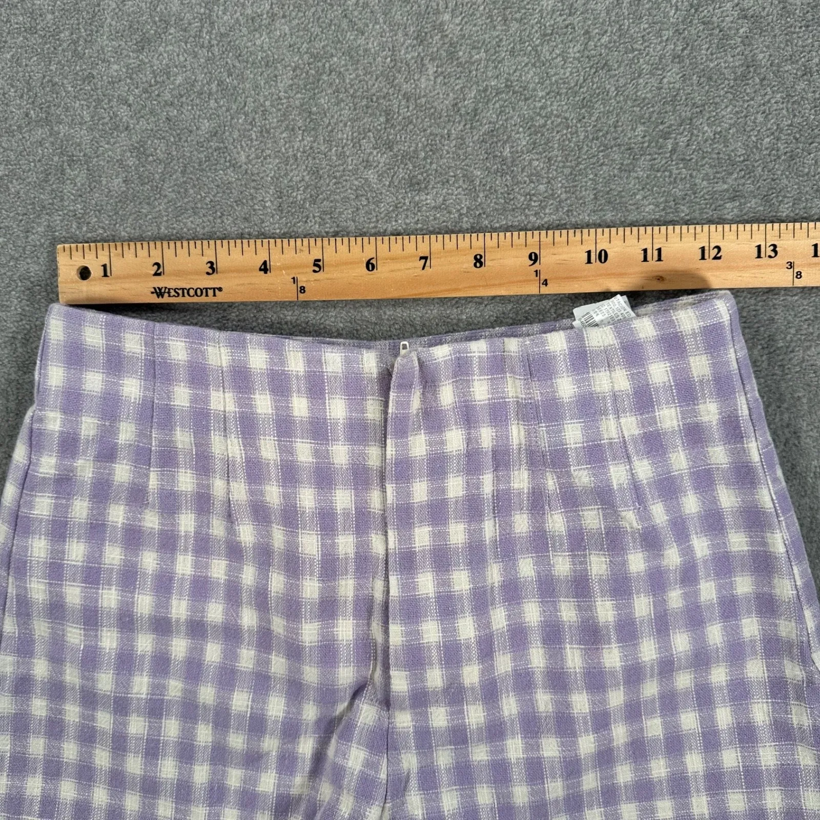 Zara High Rise Gingham Shorts Women's X-Small Purple Flat Front Coquette Preppy - Image 3