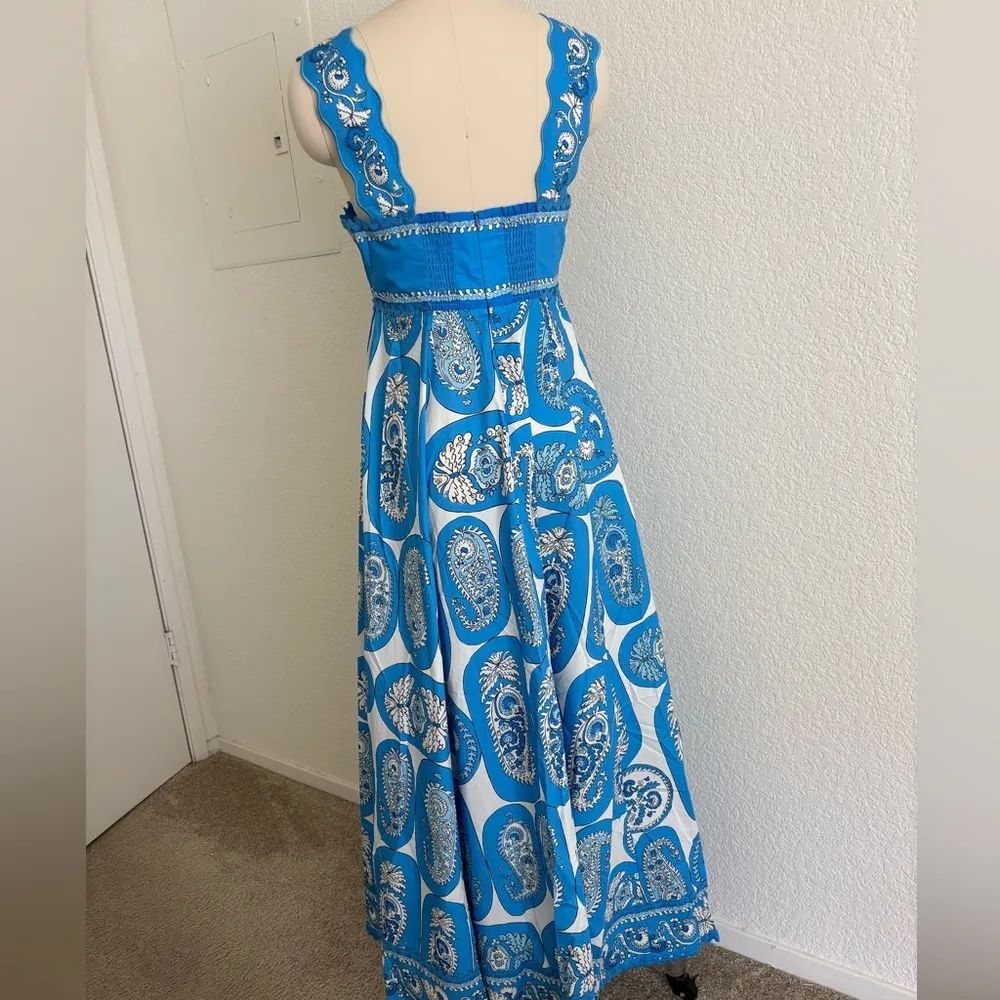 NWOT Alemais blue  and White Patterned Dress - Image 8