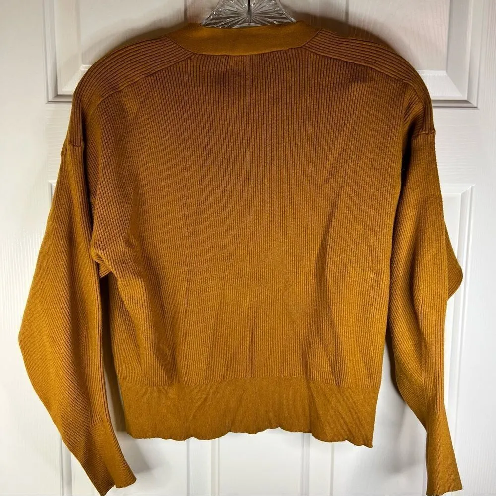 Zara Soft‎ Mustard Knit Ribbed Button Down Cardigan Size Small No Flaws - Image 7