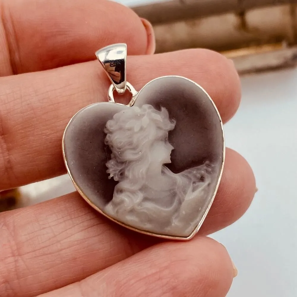 Cameo Heart Sterling Silver Pendant - Image 2