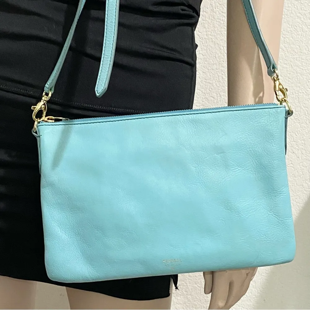 FOSSIL ZB5701 Tiffany Blue Sydney Top Zip Crossbody Bag - Image 4