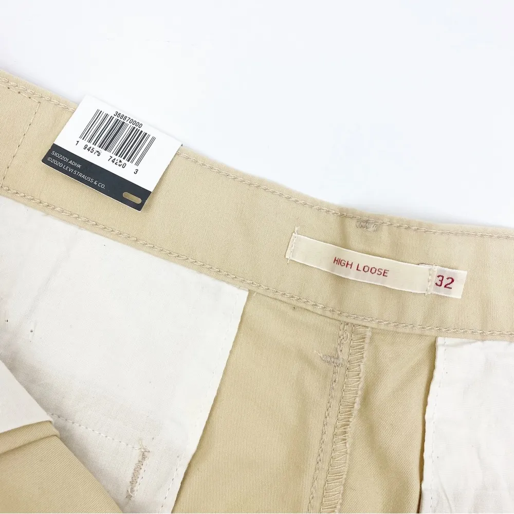 Levi's Premium Pleated High Loose Pants: Crisp Twill Semolina - Khaki Tan Beige - Image 13