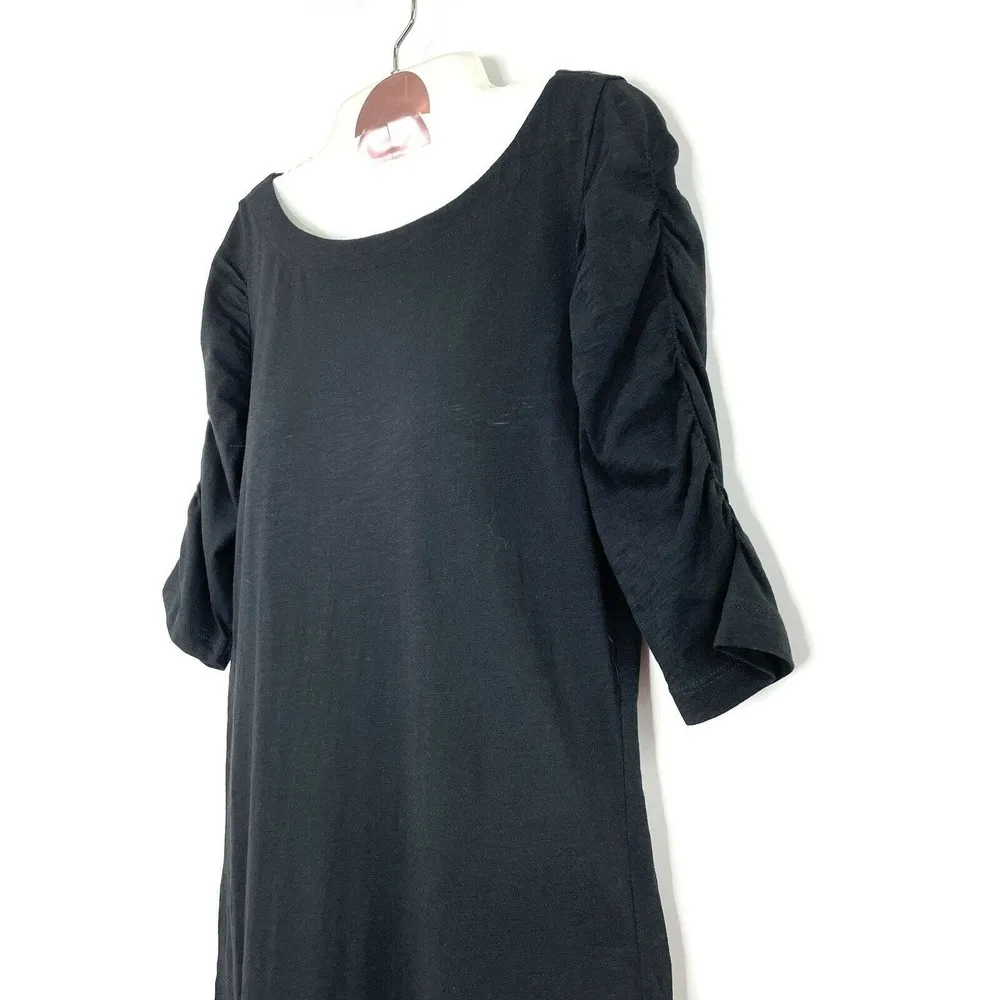 Lilly Pulitzer Black Pima Cotton Size Small Dress Kaleb Ruched Sleeves Boat neck - Image 4