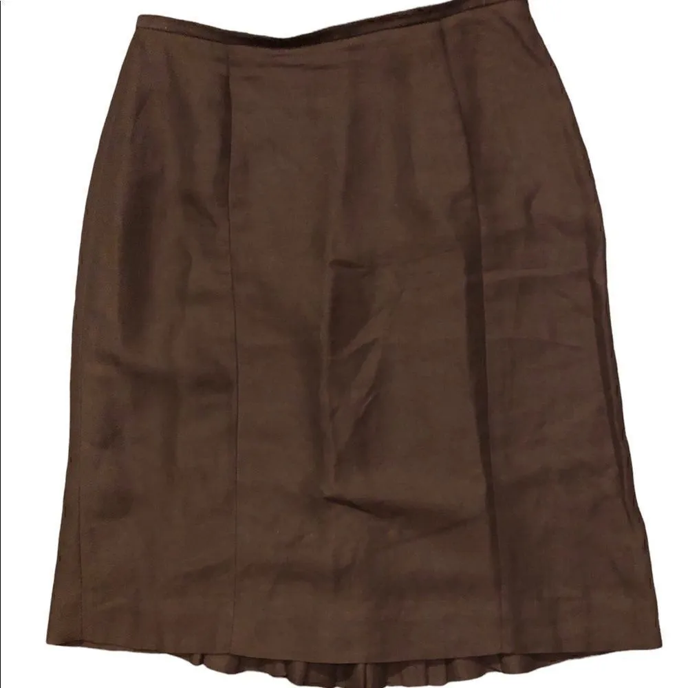 Ann Taylor mocha colored straight linen blend skirt with hidden side zipper - Image 3