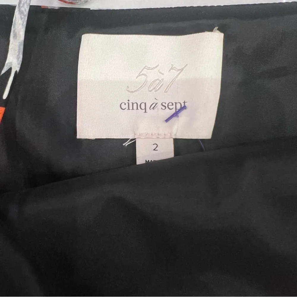 Cinq a Sept Black Floral 100% Silk Mini Slip Dress w/ Side Tie Size 2 - Image 4