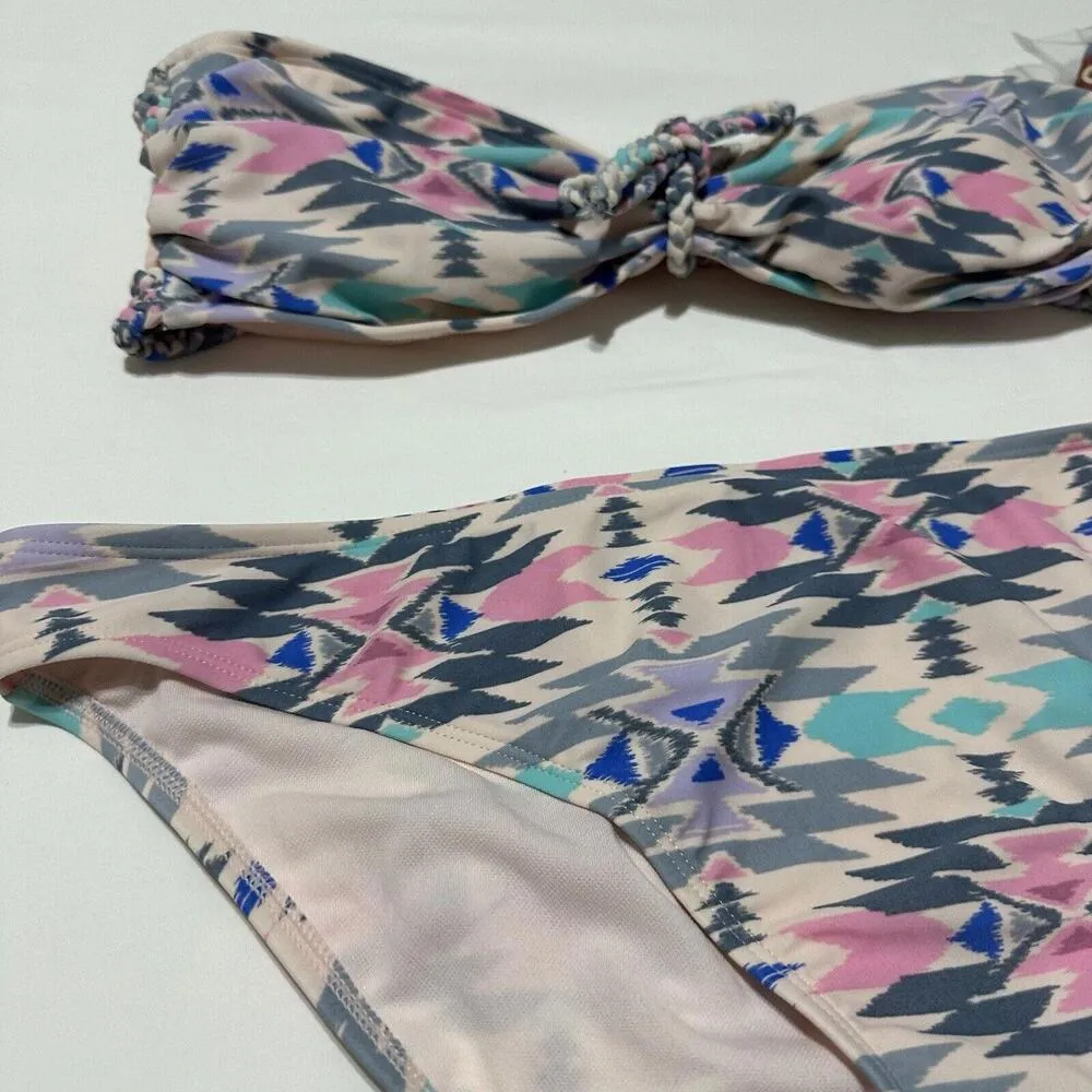 Arizona Jeans Pink Pattern Swimwear Set Bikini Bottom / Top Size XL Extra Large - Image 3