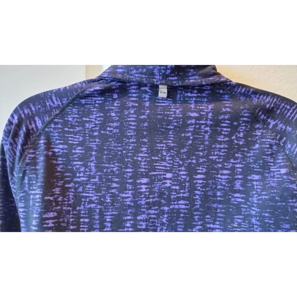 Champion Women Duo Dry Athletic Top Long Sleeve Zip Purple & Black Sz Small - Image 5