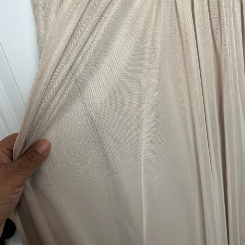 David Bridal Elegant One-Shoulder Beige Dress 8 - Image 5