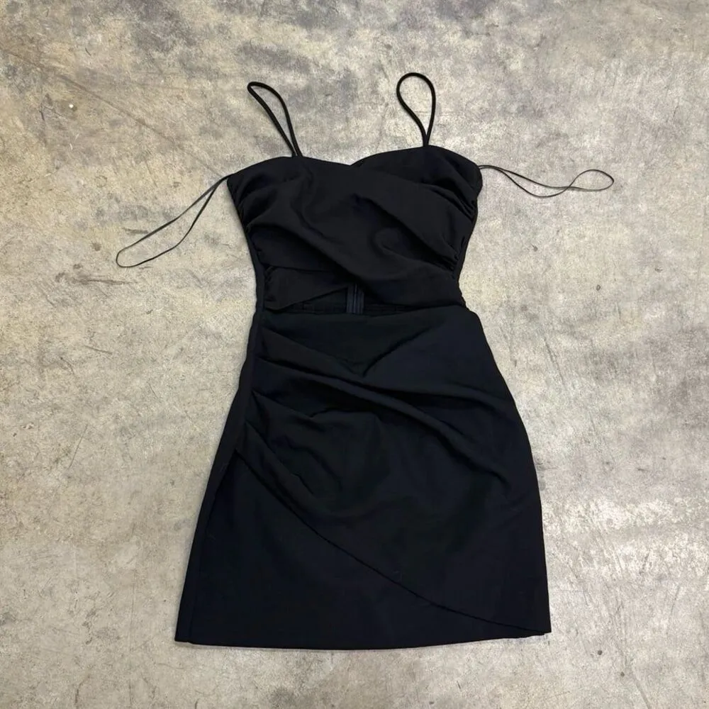 Zara black cutout wrap mini dress - Image 4