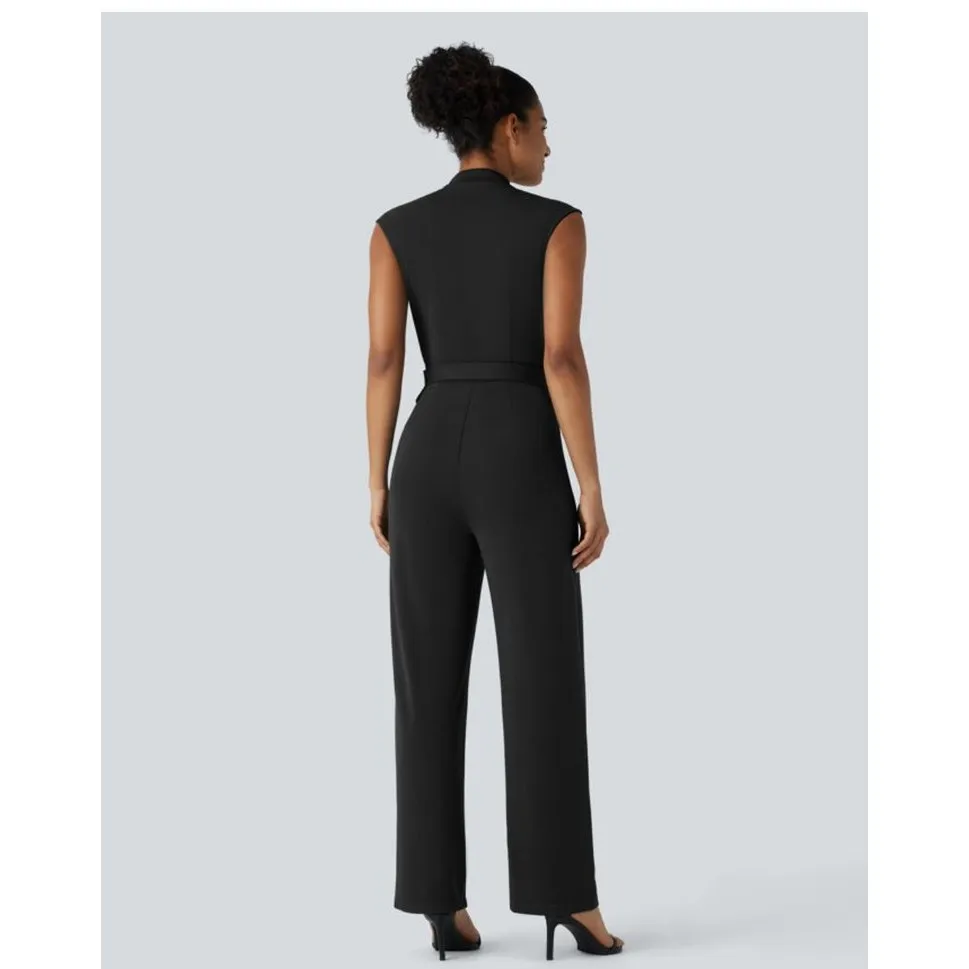 NWT Halara Women's Size Medium Sleeveless Jumpsuit Belted Pocket - Image 2