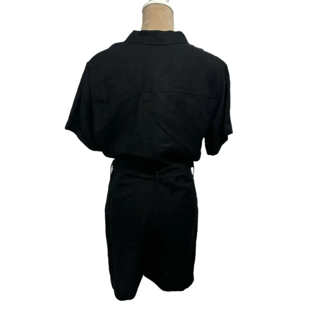 RAILS Women's Georgie Linen Blend Shorts Romper Black Sz L New Jumpsuit Designer - Image 5