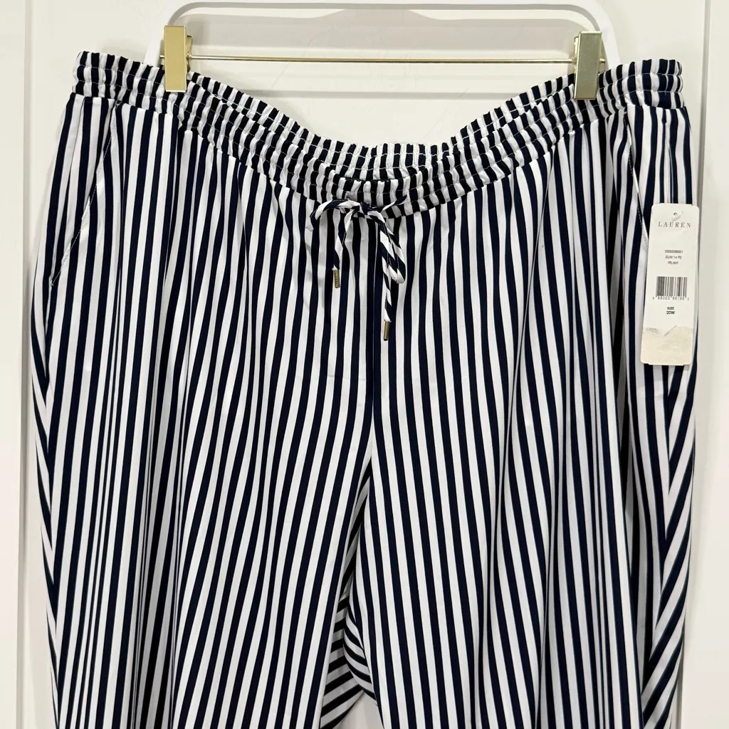 Lauren Ralph Lauren Striped Wide Leg Pants Navy White 20W Coastal Chic Resort - Image 4