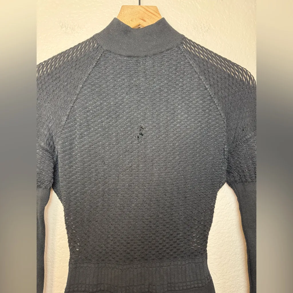 Vintage 1990’s Azzedine Alaïa Designer Black Wool Honeycomb Knit Mini Dress XS - Image 6