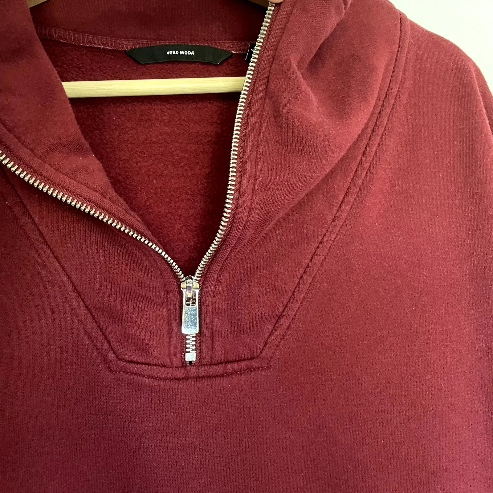 Vero Moda red quarter zip women's size medium pullover sweater fall top casual - Image 5