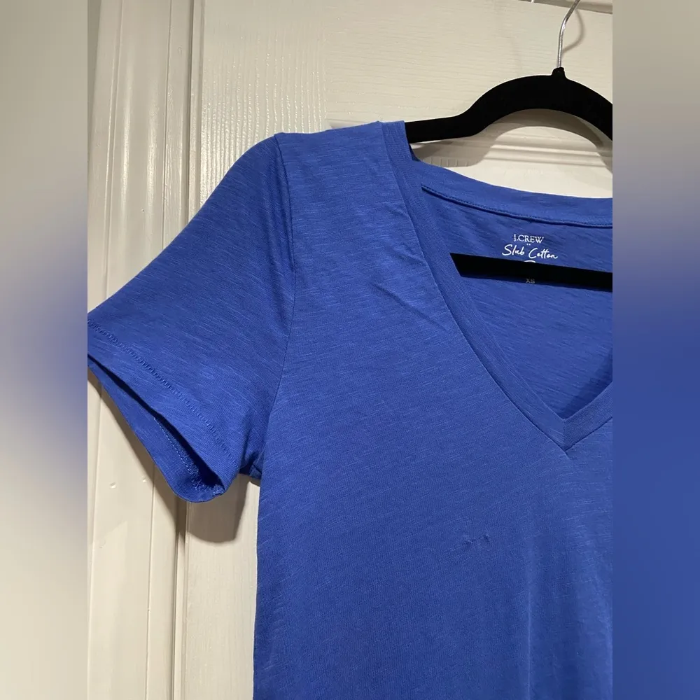 NWOT J. Crew Size XS Blue Slub Tee Shirt V Neck Short Sleeve Lightweight - Image 3