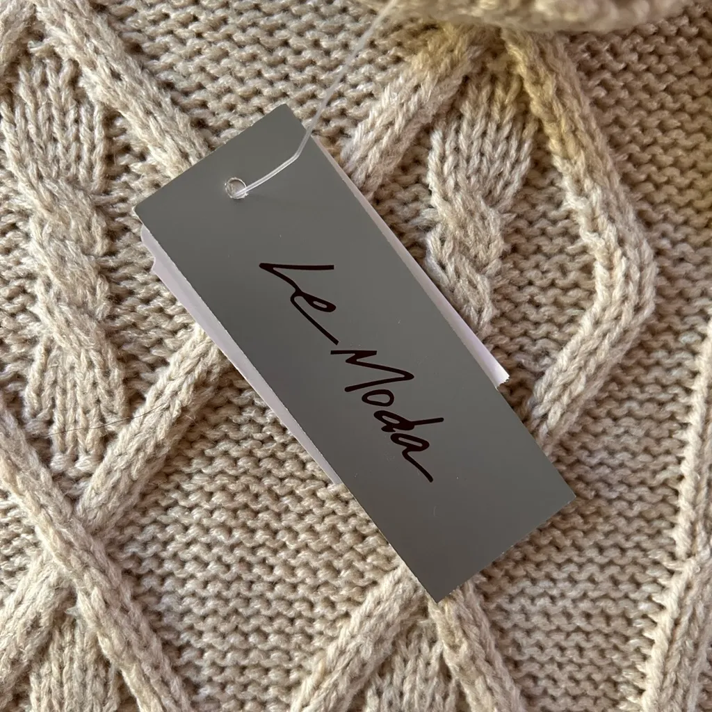 La Moda ivory cream knit cable knit cowl neck poncho Size undefined - Image 5