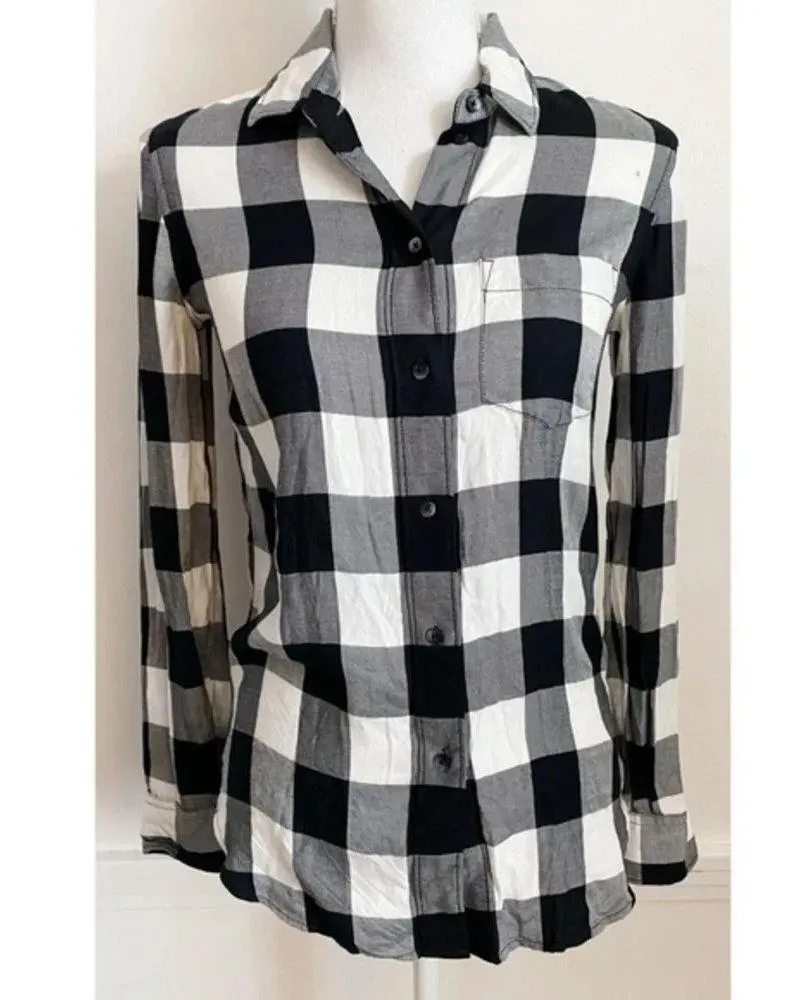 Madewell • Black White Buffalo Plaid Ex Boyfriend - Image 5