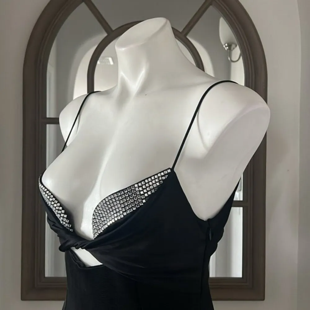Galvan London Crystal Bustier Dress in Black Size US10 FR42 UK10 NEW w/Tag $1895 Silver - Image 11