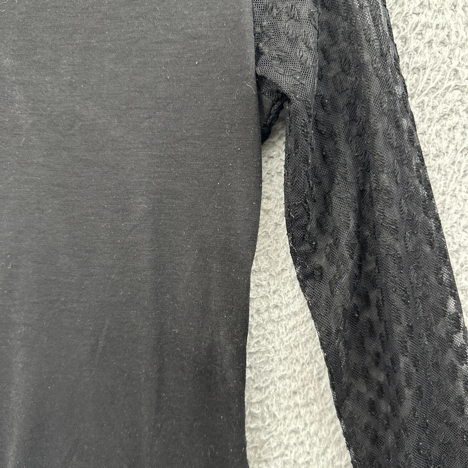 H&M Sheer Crochet Long Sleeve Top Black Whimsigoth Dark Boho Women's Small - Image 7