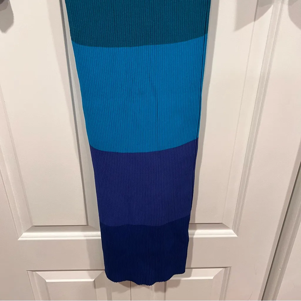 STAUD Shoko Striped sweater Yellow and Blue Pencil Midi dress‎ Xs - Image 9