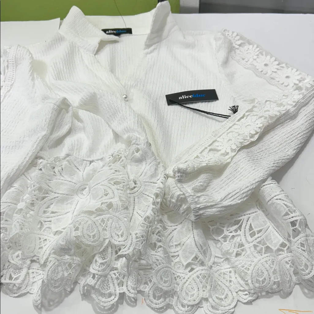 Alice Blue White Lace Peplum Blouse - Image 10