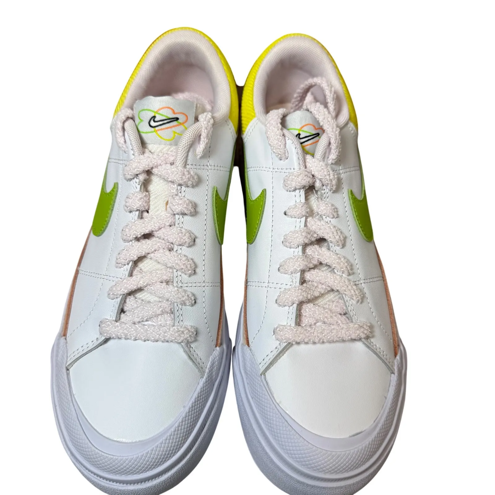 Nike Womens Court Legacy Lift White Lime Green Platform Sneakers Size 7‎ NEW - Image 2