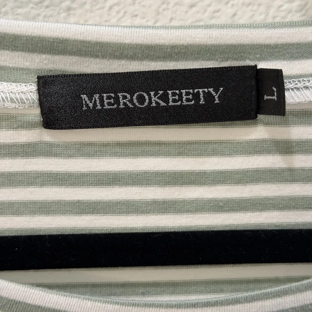 MEROKEETY Women's Green Stripes T-Shirt Dress Tie Waist with Pockets - Image 13