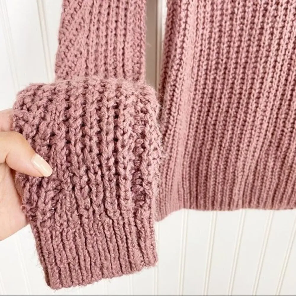 Lucky Brand‎ Crewneck Ribbed Knit Sweater in Pink Boho Casual Winter Size Small - Image 7