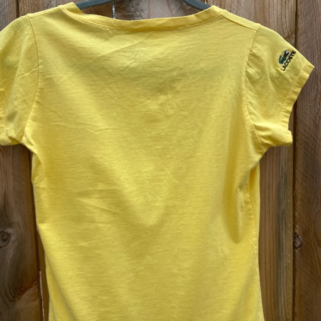 Lacoste Women's Short Sleeve Yellow Tee - Image 2