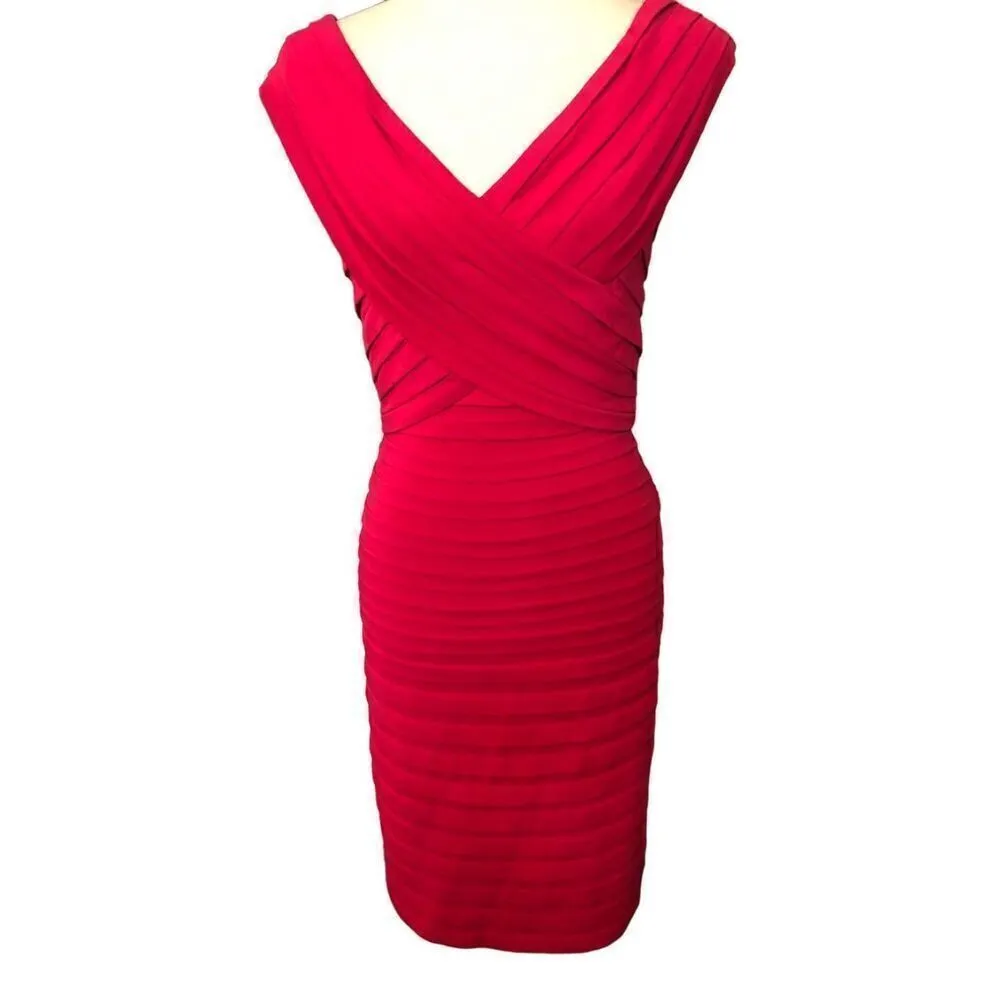 Tadashi Collection Berry Raspberry Flutter Bandage Sweetheart Neck Size M - Image 5
