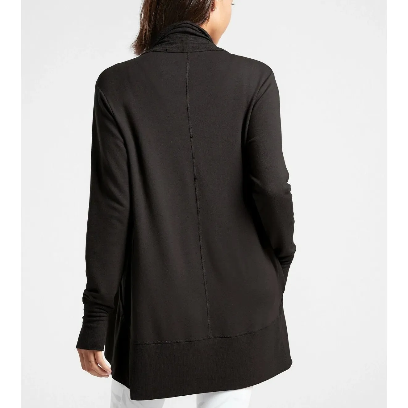 Athleta Pranayama Restore Wrap Open Cardigan Black Size Medium Petite 777944 - Image 3