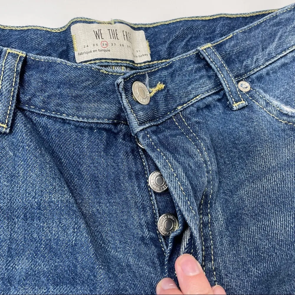 Maggie Mid Rise Baggy Straight Leg Chewed Hem Jeans Sequoia Size 26 - Image 7