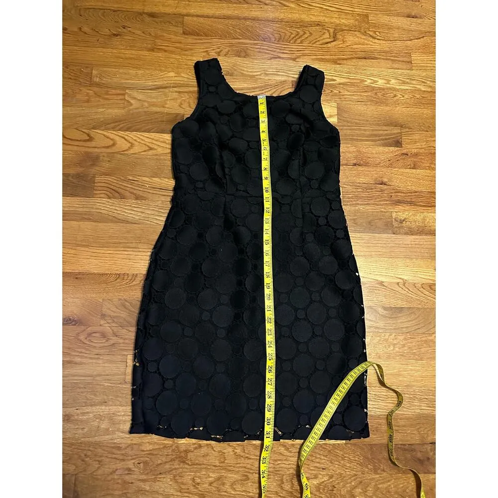 DKNY Women 8 Black Lace Circle Sleeveless Career Cocktail Party LBD Sheath Dress - Image 4