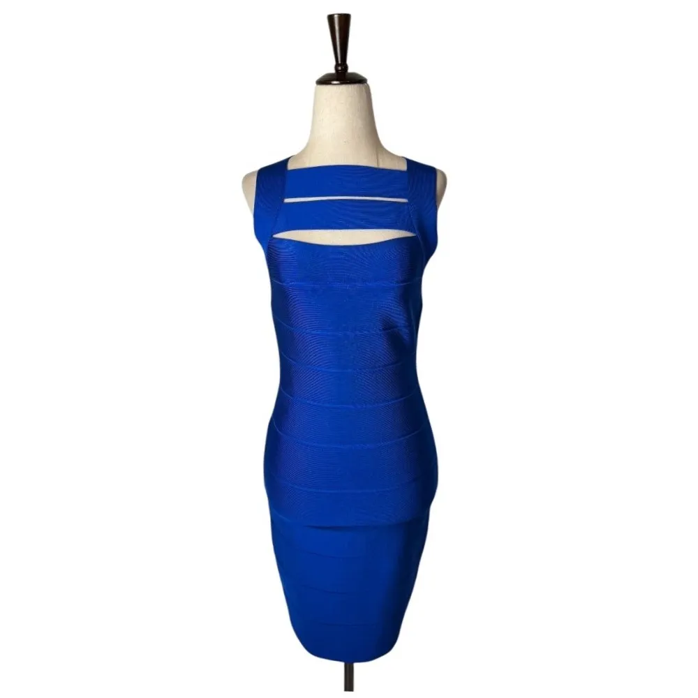 Herve Leger Dress Women Small Blue Sleeveless Bandage Bodycon Strappy Mini NWOT - Image 2