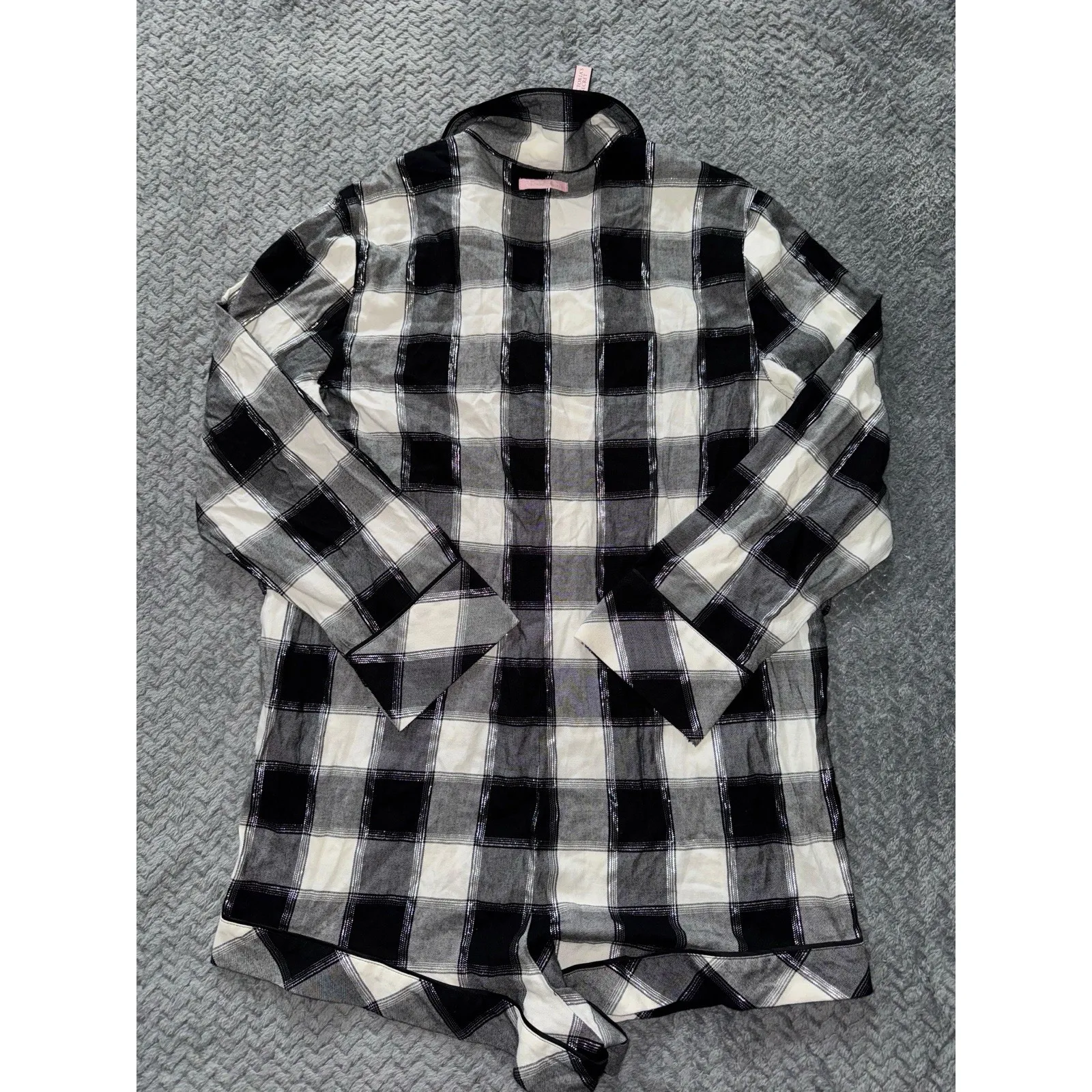 Victorias‎ Secret Black Plaid Romper Jumpsuit Flannel Pajama Size M NWT - Image 7