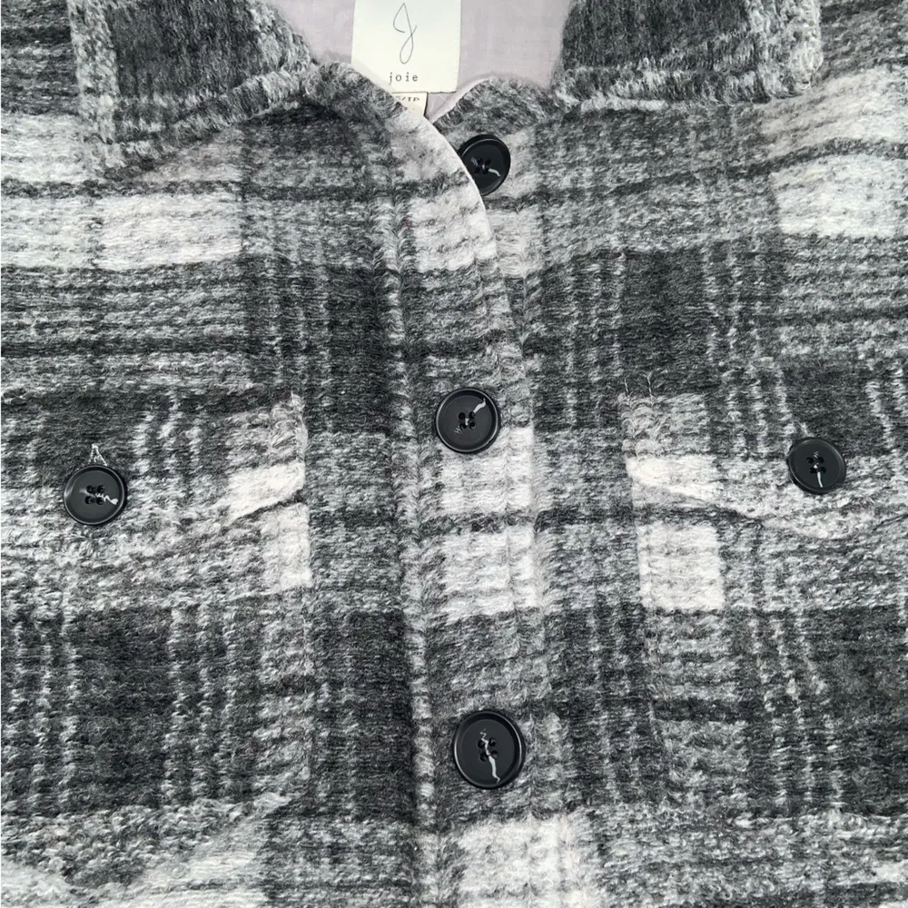 Joie grey nwt flannel Shacket plaid winter contemporary retro spring classic - Image 3