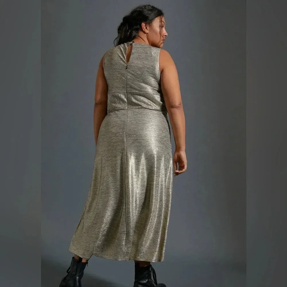 Anthropologie Kari Metallic Shimmer Midi Dress Plus Size 3X - Like New! - Image 4