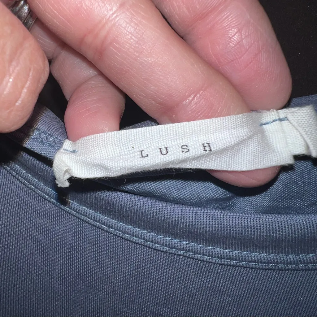 Lush Blue Tie Front Short Sleeve T-Shirt, Size S (Made in 🇺🇸) - Image 2