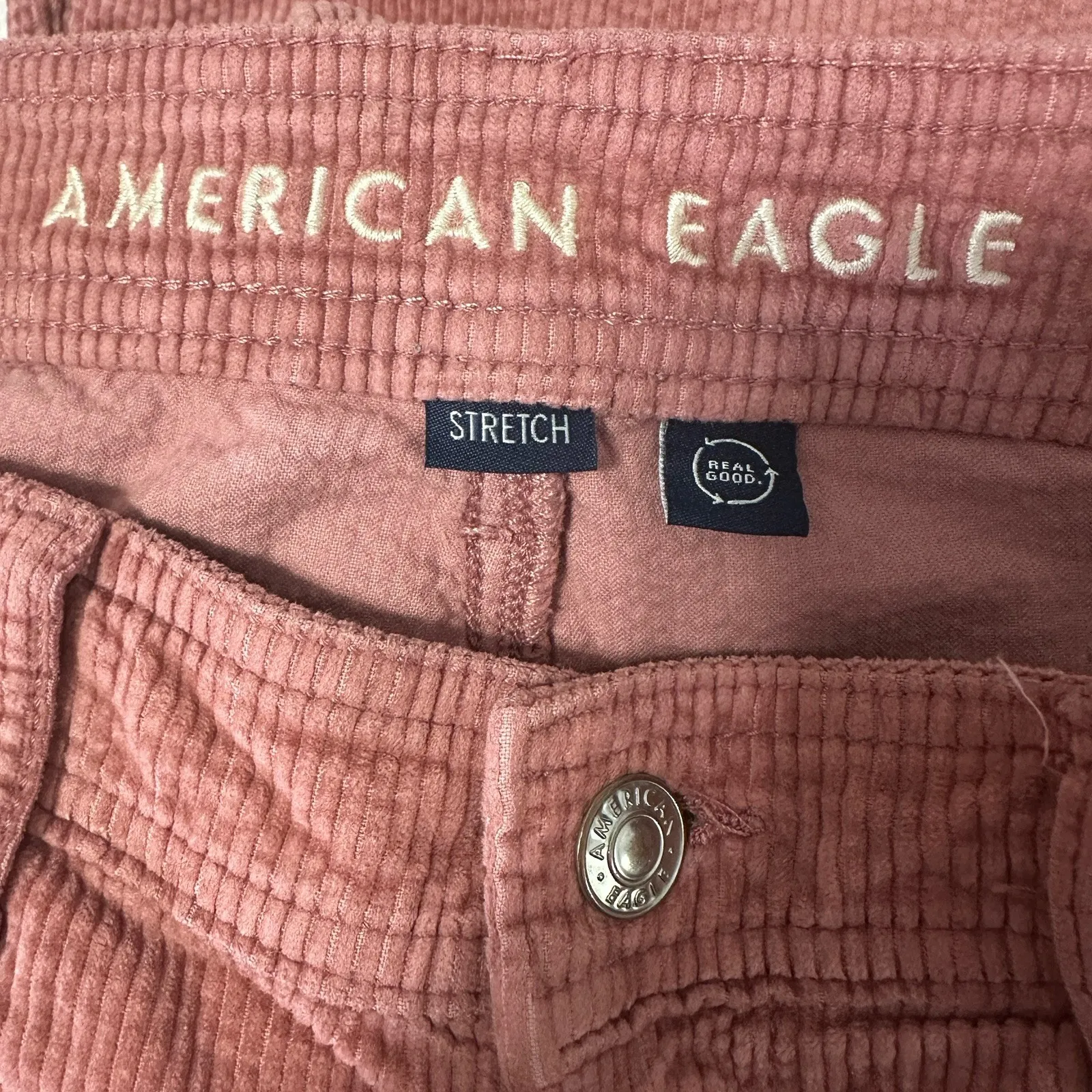 American Eagle Pants Womens 4 Pink Super High Rise Baggy Wide Leg Cargo Corduroy - Image 5